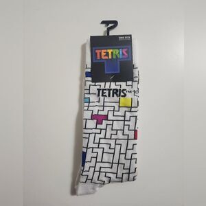 White TETRIS Classic Game Crew Socks with Colorful Accents Size 7-12 NWT